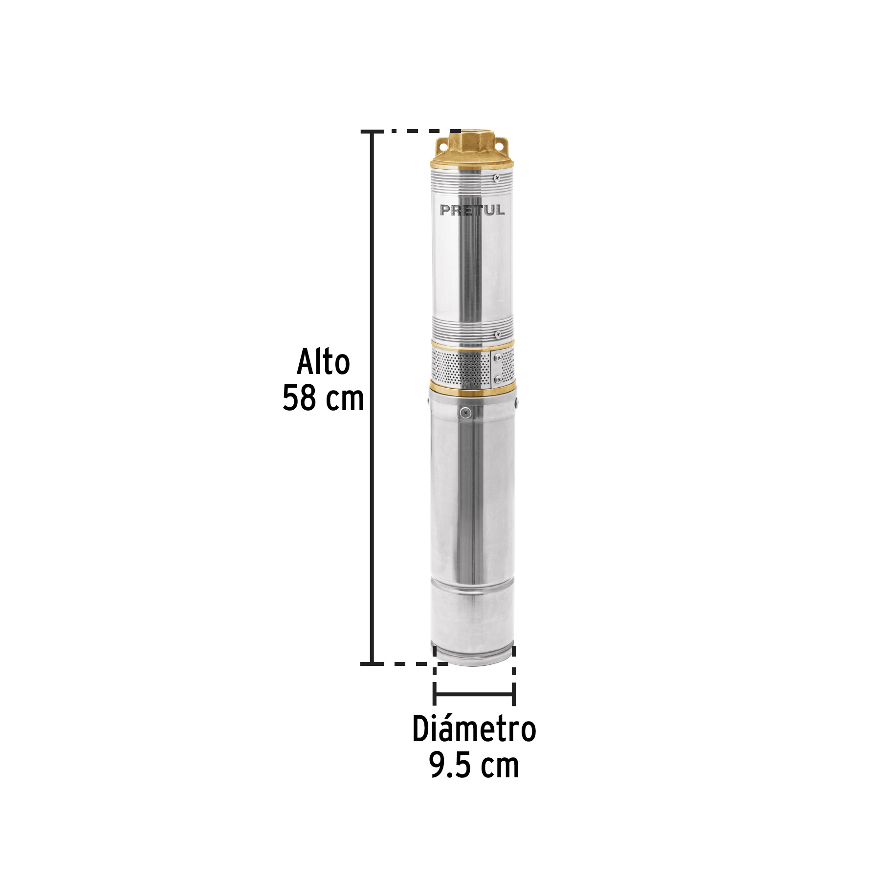 BOMBA SUMERGIBLE TIPO BALA 1/2 HP AGUA LIMPIA PRETUL